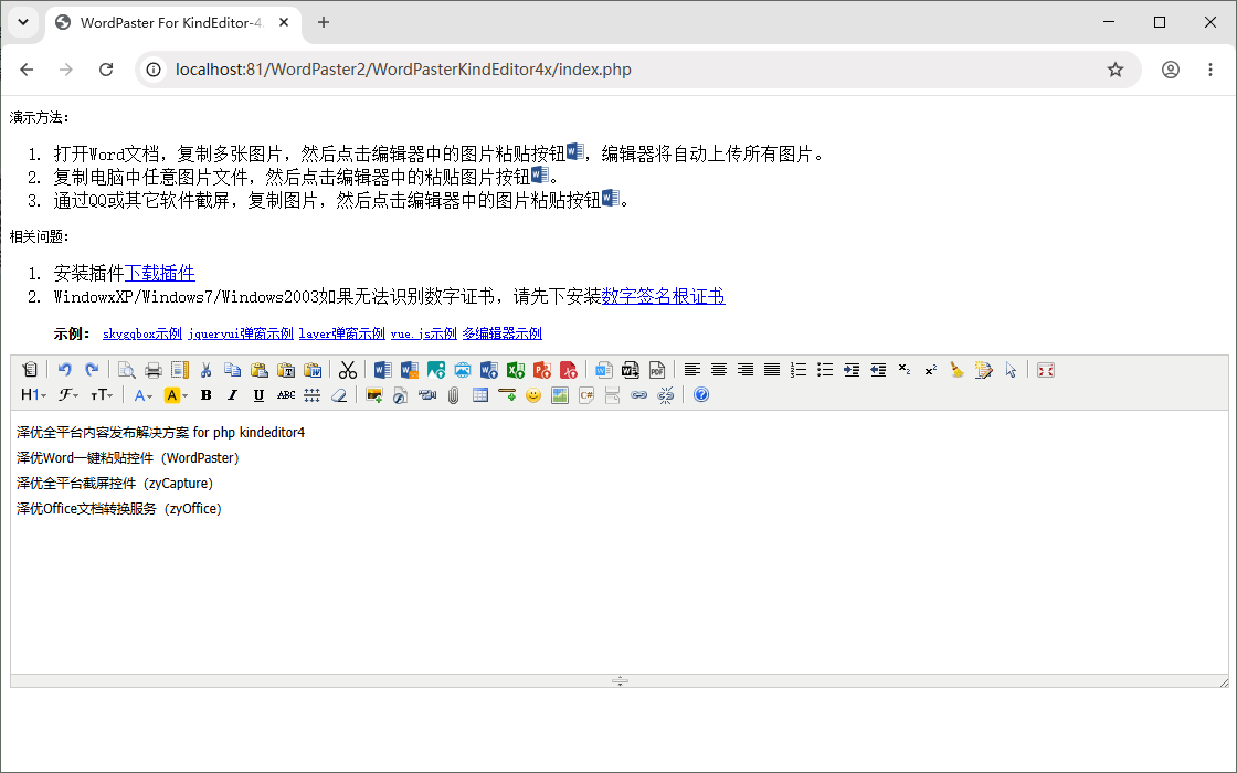 KindEditor 集成效果